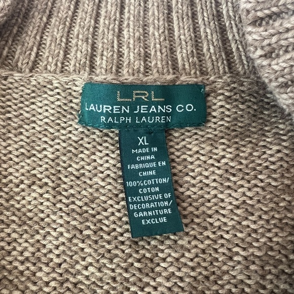 LRL Ralph Lauren Jeans Co Cashew Color Button Up Sweater Pockets Stitched‎ XL - Picture 3 of 8